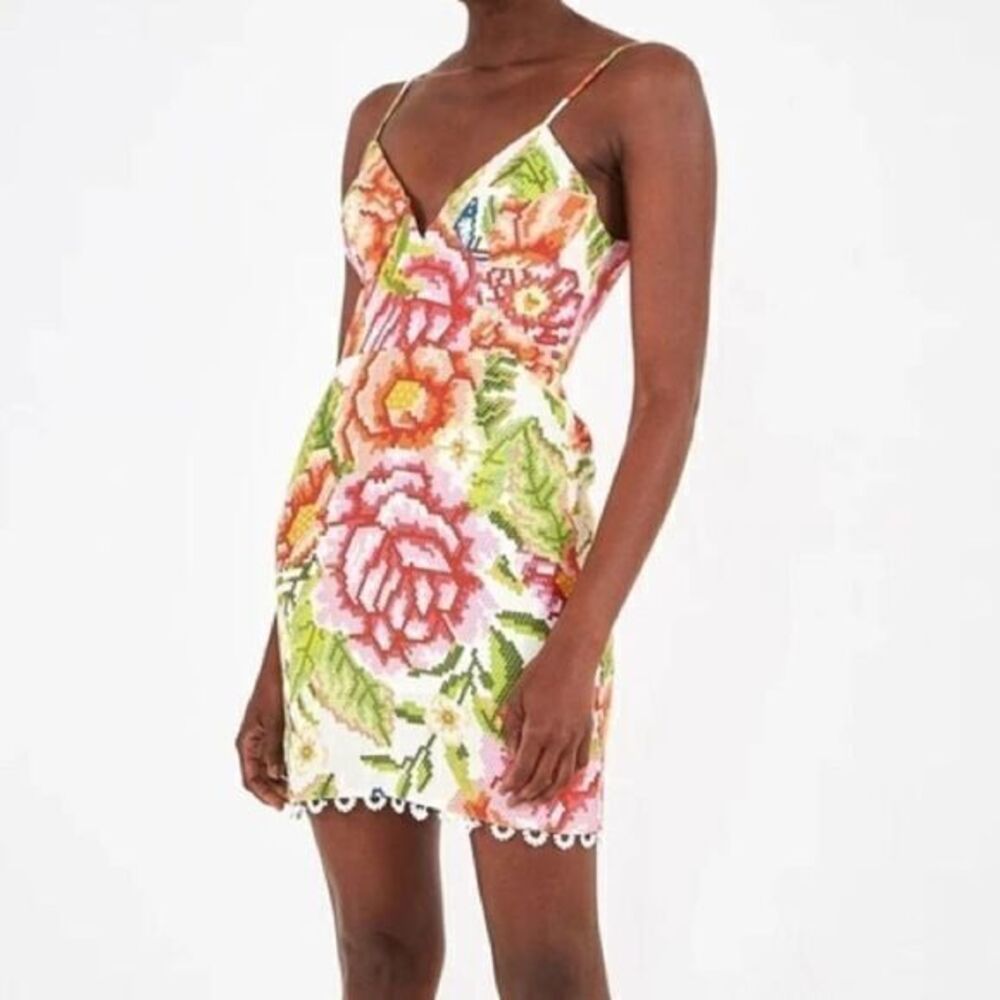 FARM RIO Anthropologie NWT Vintage Multicolor Floral Mini Dress SMALL